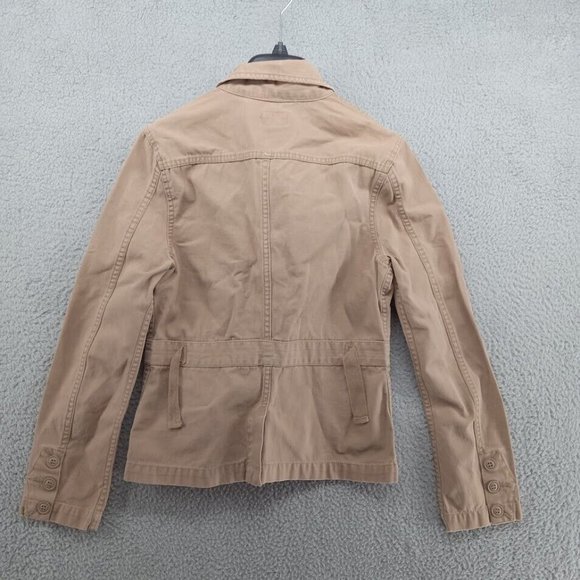 Lucky Brand Jacket Womens Medium Khaki Tan Sand Canvas Cargo‎ Utility Button Up - Picture 6 of 7